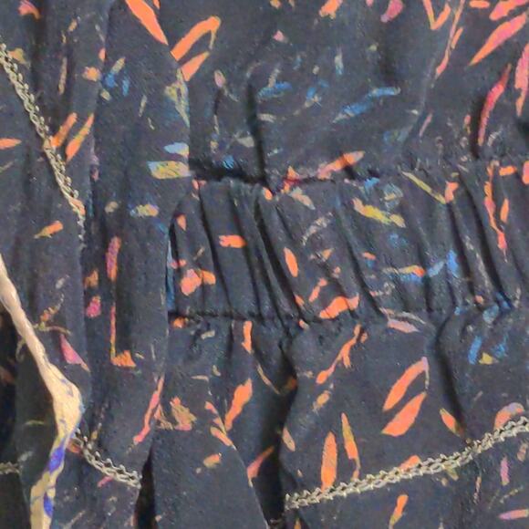 IRO Womens Jicka A Line Dress Black Abstract Mini V Neck Cap Sleeve 100% Silk 36 - Picture 4 of 9